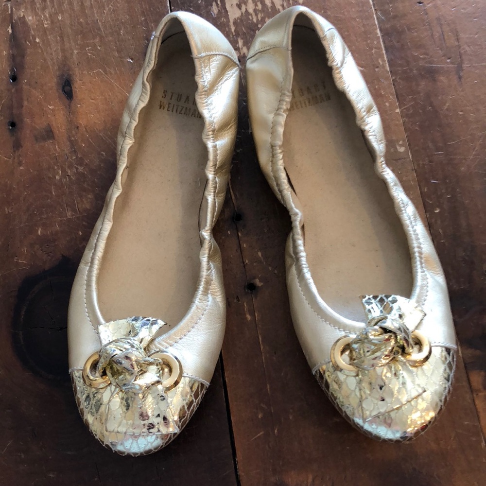Stuart Weitzman Gold Ballet Flats